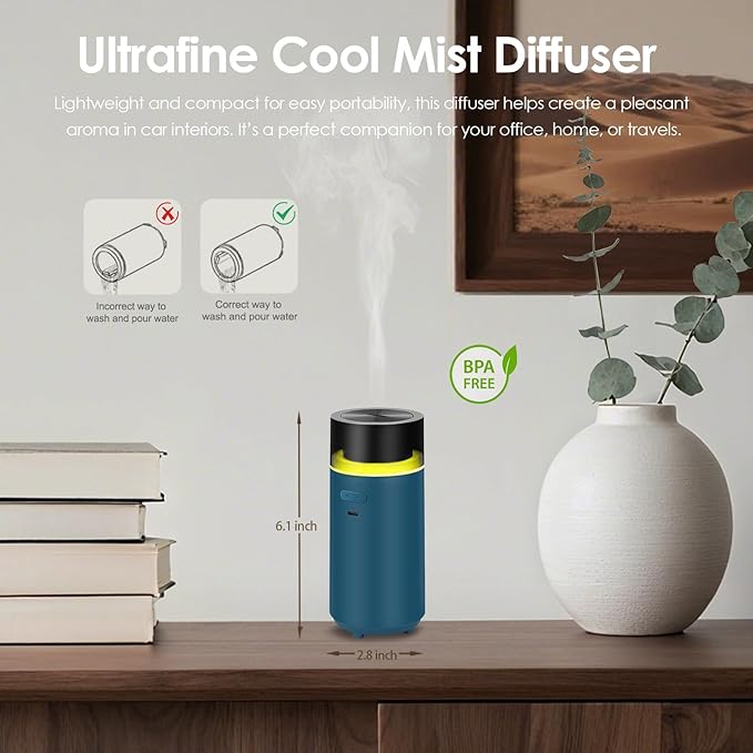 HODEMI Portable Smart Essential Oil Diffuser, Cold Mist Car Air Freshener - Image 3