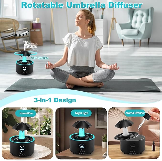 Humidifier for Bedroom, Rotating Umbrella Diffuser - Image 3