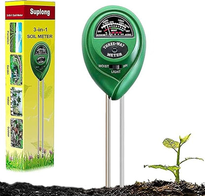 Suplong 3-in-1 Soil Moisture Meter, Upgraded Stainless Steel Probe Soil by Suplong