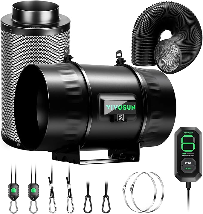 VIVOSUN Smart Air Filtration T8 Kit 8", AeroZesh T8 Inline Duct Fan by VIVOSUN