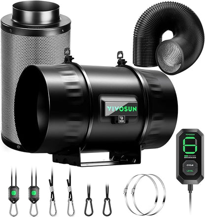 VIVOSUN Smart Air Filtration T8 Kit 8", AeroZesh T8 Inline Duct Fan by VIVOSUN