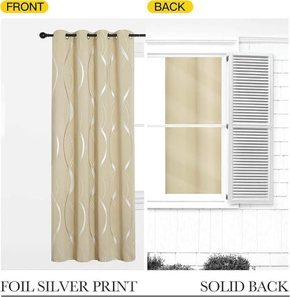 NICETOWN Blackout Curtains for Bedroom, Foil Printed Wave Lines Energy Saving - Image 7
