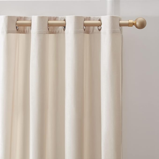 BULBUL Ivory Cream Velvet Curtains 102 inches: Luxury Elegant Living Room - Image 3