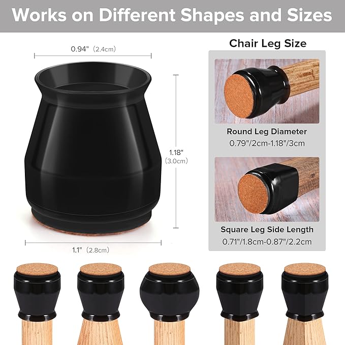 24PCS Upgraded Silicone Chair Leg Floor Protectors - Image 2