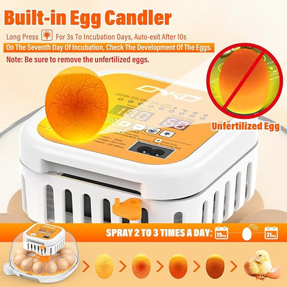 ONKO 12 Egg Incubator with Auto Temp & Humidity Control - Image 6