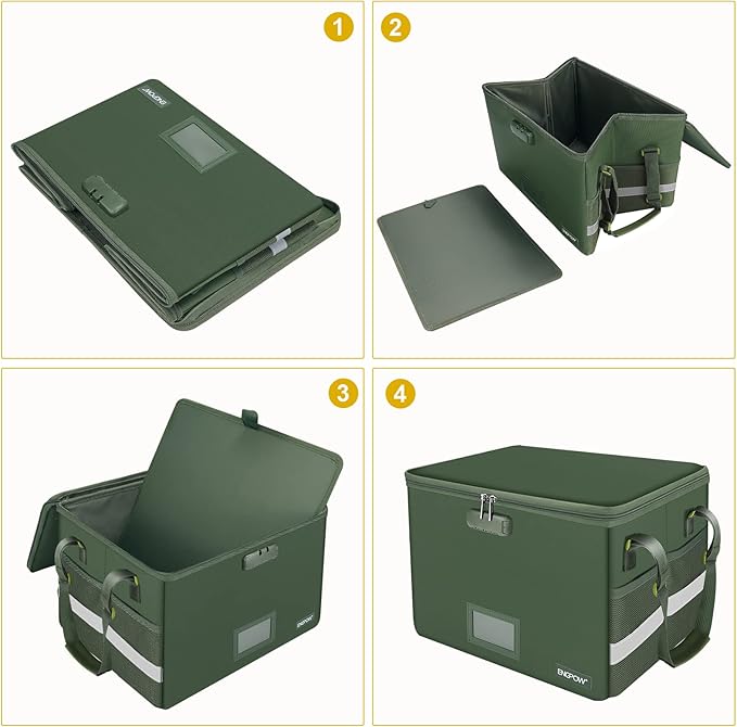 ENGPOW File Box with Lock, Fireproof Document Box with Pockets, Collapsible - Image 9