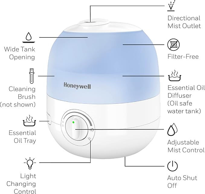 Honeywell Ultra Glow Light Changing Humidifier and Diffuser – Cool Mist - Image 7