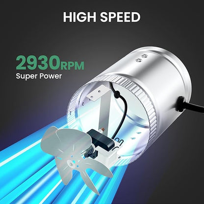 iPower 4 Inch Inline Booster Duct Fan 100 CFM HVAC Exhaust Ventilation Blower - Image 2