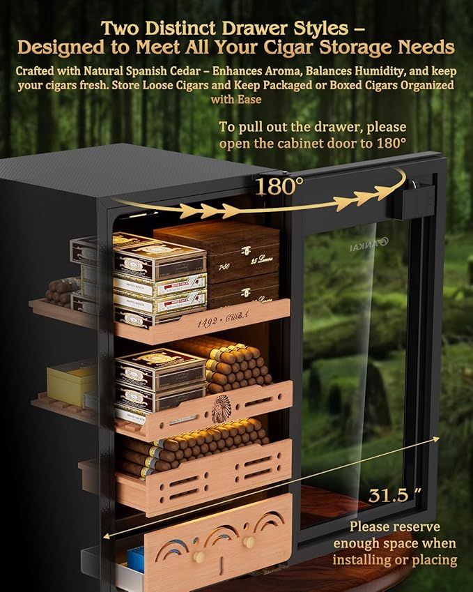 Electric Cigar Humidor Cabinet up to 600 Cigars, Temperature & Humidity Control - Image 6