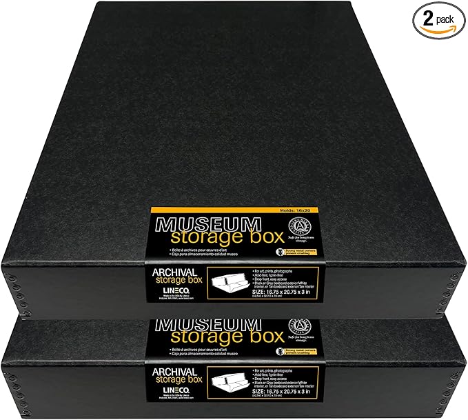 Lineco Museum Archival Storage Box, 16.75x20.75x3 in. Drop Front Design. by Lineco