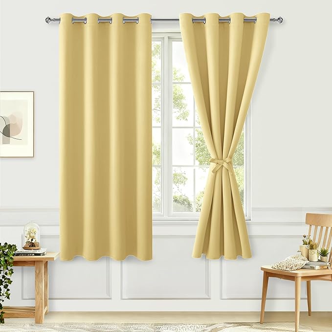 Hiasan Blackout Curtains for Bedroom, 52 x 63 Inches Length by Hiasan