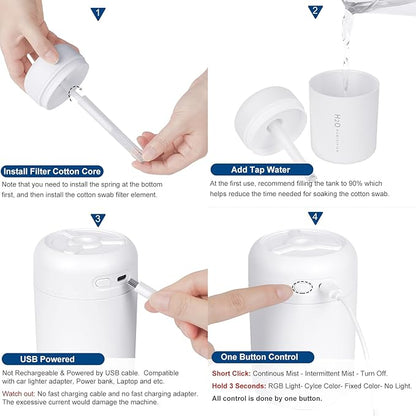 Portable Mini Humidifier, 300ml USB Cool Mist Small Humidifier - Image 9