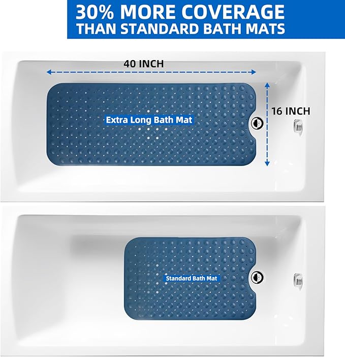 ZHICHENG Bath Tub and Shower Mats, Non-Slip 39 x 16 Inch Extra Long Bath Mat - Image 6