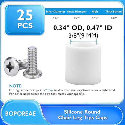 25 Pcs 3/8" Round Chair Leg Tips Caps, Silicone Rubber Furniture Leg Floor - Image 9