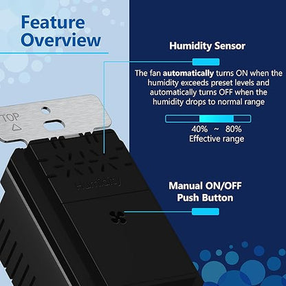 LIDER No Neutral Wire Required Humidity Sensor Switch, Automatic Humidity - Image 3