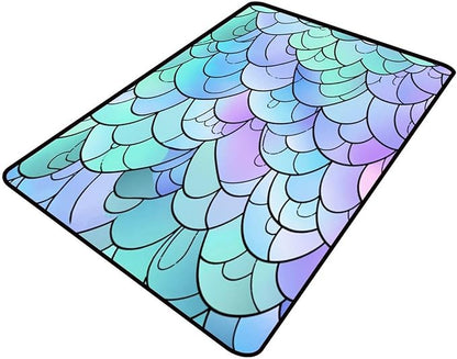 Shag Carpet, Cartoon Colorful Fish Scales, Pattern Drawing, Lightweight Area by Snarena