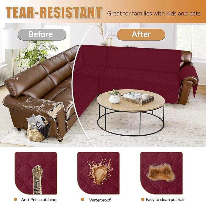 Arfntevss Waterproof Sectional Couch Covers L Shape Washable Velvet Sofa Cover - Image 7