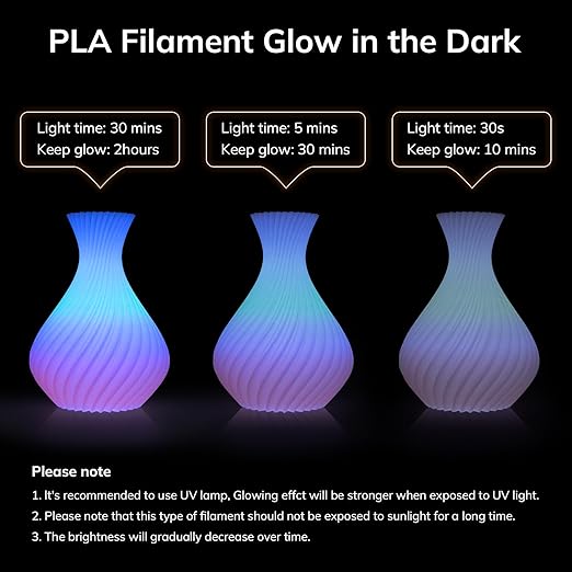 AMOLEN Glow in The Dark Multicolor Fast Change 3D Printer Filament 1.75mm - Image 3