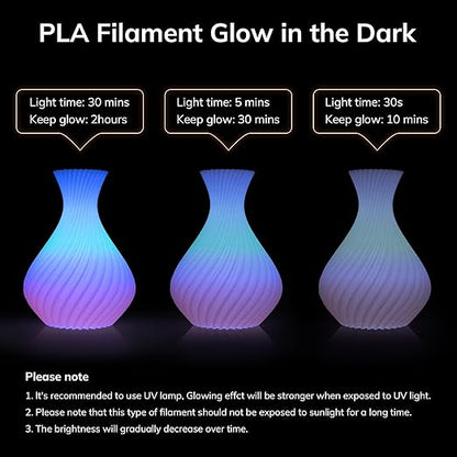 AMOLEN Glow in The Dark Multicolor Fast Change 3D Printer Filament 1.75mm - Image 3