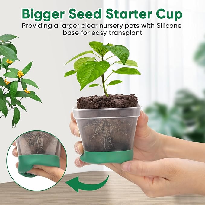 BlumWay Seed Starter Tray with Grow Light, 24 Pack 2.9 inch Reuseable Clear - Image 2