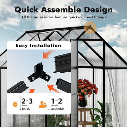 6×6FT Greenhouse for Outdoors, Walk-in Greenhouse and Winter Garden Planting - Image 7