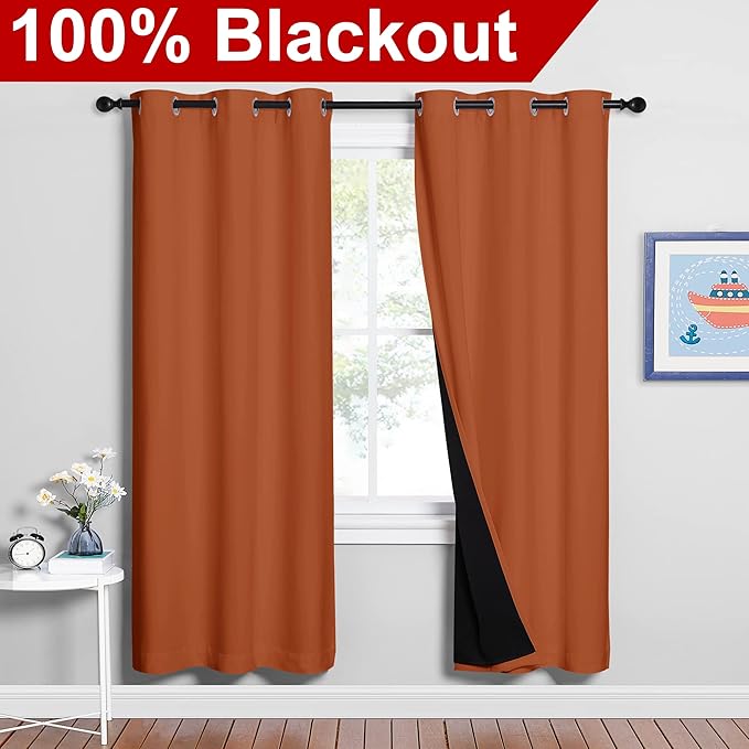 NICETOWN 100% Blackout Window Curtain Panels, Full Light Blocking Drapes - Image 2
