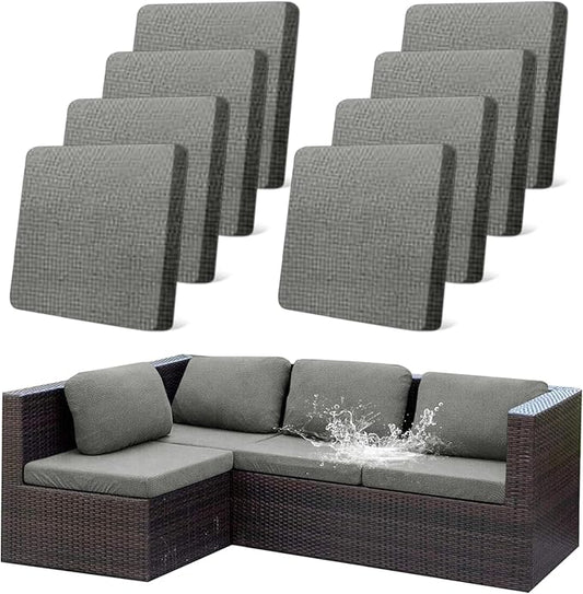 8Pcs Outdoor Stretch Cushion Covers, Waterproof Outdoor Chair Cushion Covers by CALBODE