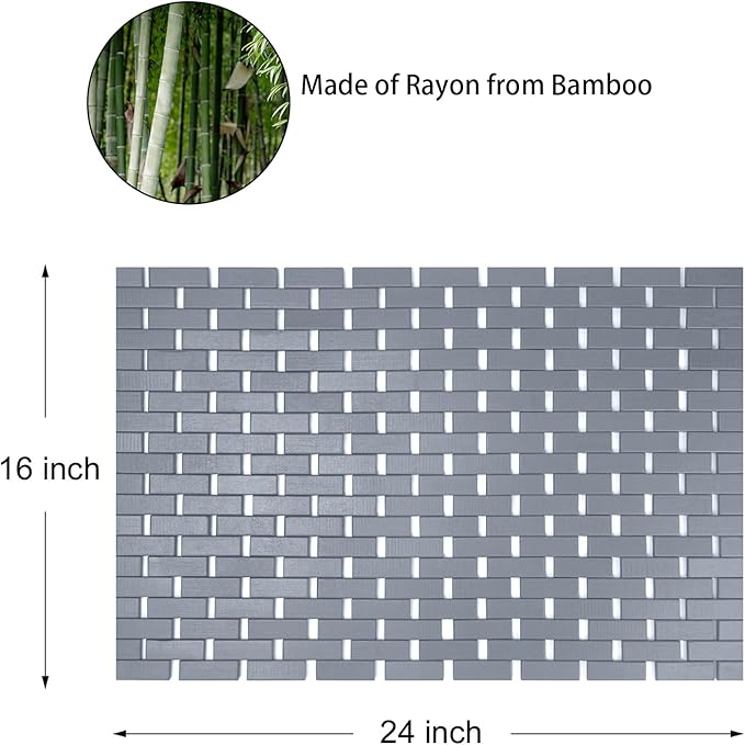 Bambo Bath Mat Bathroom Rugs Floor Wood Shower Bathtub Waterproof Non Slip - Image 8