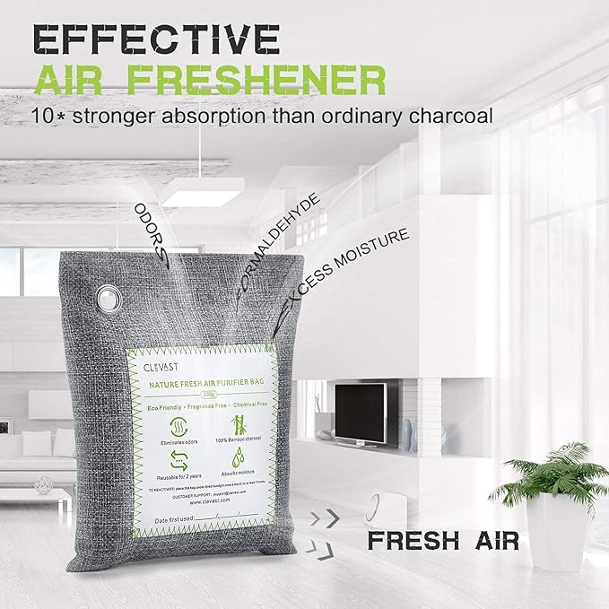 CLEVAST Bamboo Charcoal Air Purifying Bags -, Removes Odors and Moisture - Image 3