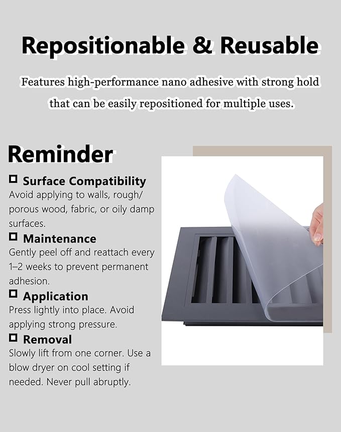 4 Pack PET Vent Covers with Nano Adhesive, Ceiling Vents and Air Registers - Image 7
