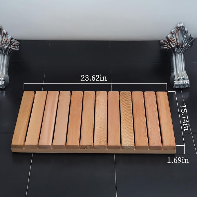bingaai Cedar Wood Shower Mat, Cedar Wooden Bath Mats, Wood Bath Mat 23.6 × - Image 6