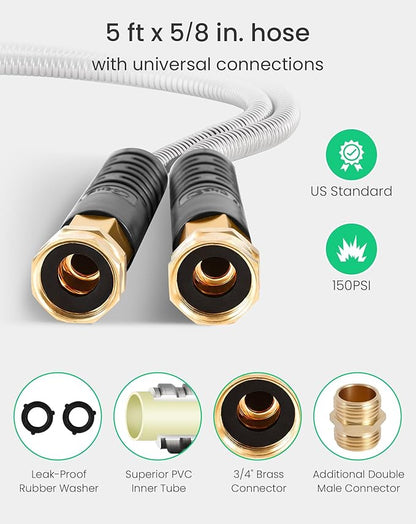 Cesun Short Garden Hose 5 ft, Small Metal Leader Hose, Drinking Water Hose - Image 5