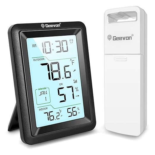 Geevon Wireless Indoor Outdoor Thermometer & Hygrometer by GEEVON