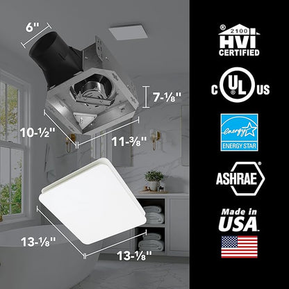 EVOLVE Premium Bathroom Exhaust Fan w/Light and Continuous Run, 50-80-110 - Image 4