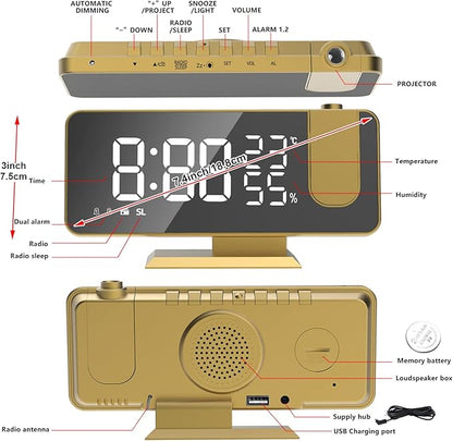 Projection Digital Alarm Clock for Bedrooms, Alarm Clock Radio on Ceiling - Image 6