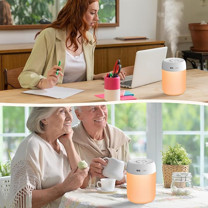 Portable Mini Humidifier, Colorful LED Light & Warm Light, Cool Mist, Personal - Image 6
