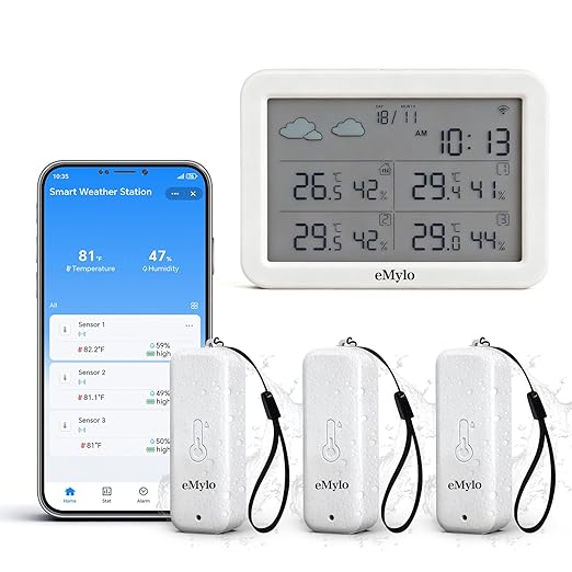 eMylo WiFi Hygrometer Thermometer 4 Pack, Smart Digital Indoor Temperature by eMylo