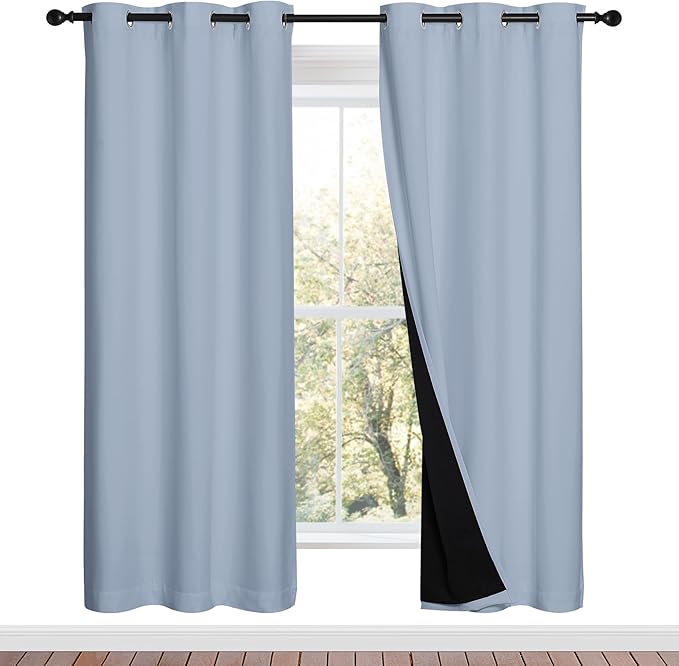 NICETOWN Full Shade Curtain Panels, Vintage Blue, Pair of Thermal Insulated & by NICETOWN