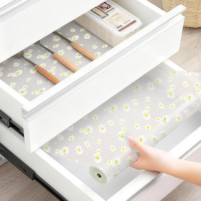 FEXIA Shelf Liner 12 Inch x 20 FT Daisy Non Slip Waterproof Cabinet and Drawer - Image 2