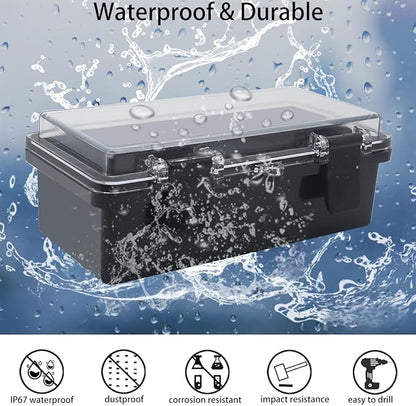 Junction Box, Hinged Black Clear Cover IP67 Waterproof ABS Project Box - Image 2