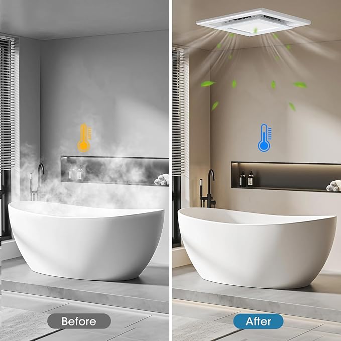 Bathroom Exhaust Fan with Light, Ultra-Quiet 100 CFM Ventilation & 3CCT LED - Image 7