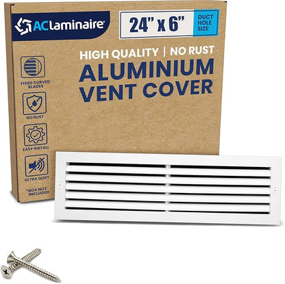 24x6 Inch Air Return Vent Cover Decorative – Premium Aluminum AC Vent Cover by LAMINAIRE