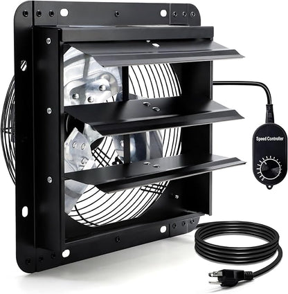 12 Inch Shutter Exhaust Fan for Greenhouse, Chicken Coop Ventilation, Wall by Hipoilk