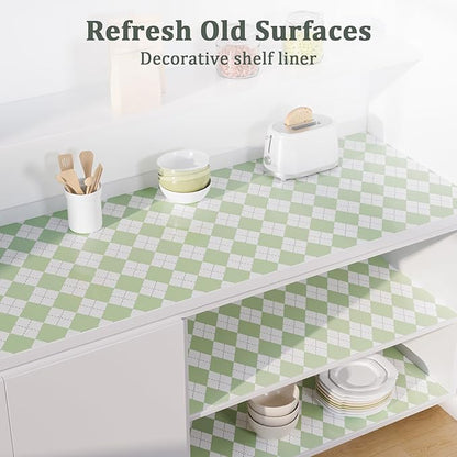 Sage Green Shelf Liner for Kitchen Cabinets 12" x 240" Non-Adhesive Non-Slip - Image 6