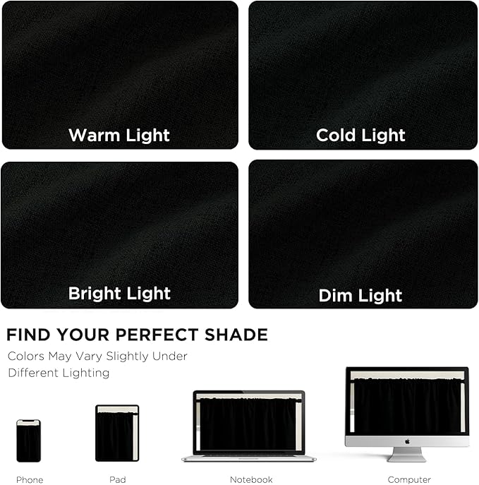 CUCRAF Linen 100% Blackout Curtains 96 Inch Length 2 Panels Set, Back Tab and - Image 4