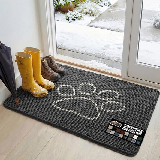 GORILLA GRIP SOAKSTOPPER Dog Door Mat, 48x30 Machine Washable Rug Absorbent by GorillaGrip