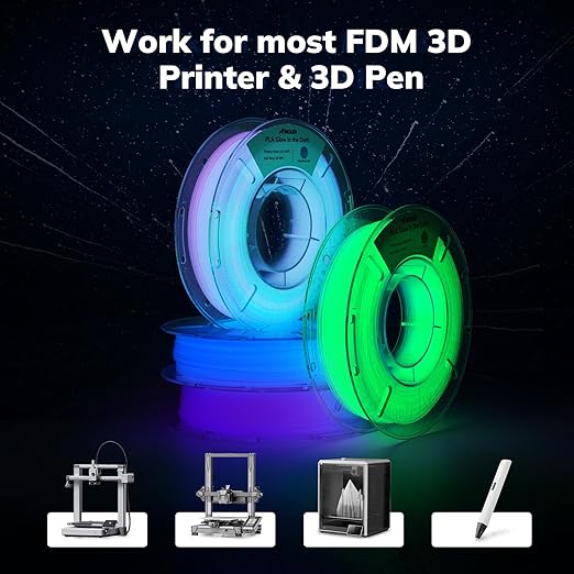 AMOLEN Glow in The Dark Multicolor Fast Change 3D Printer Filament 1.75mm - Image 6