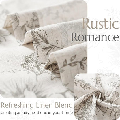 jinchan Linen Blend Curtain Floral Curtains - Image 5