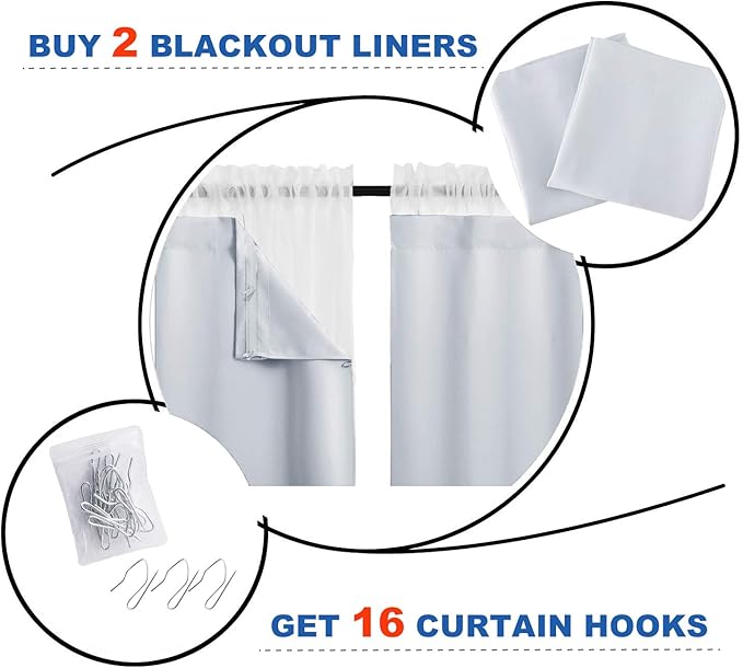 NICETOWN White Blackout Curtain Liners - Image 2