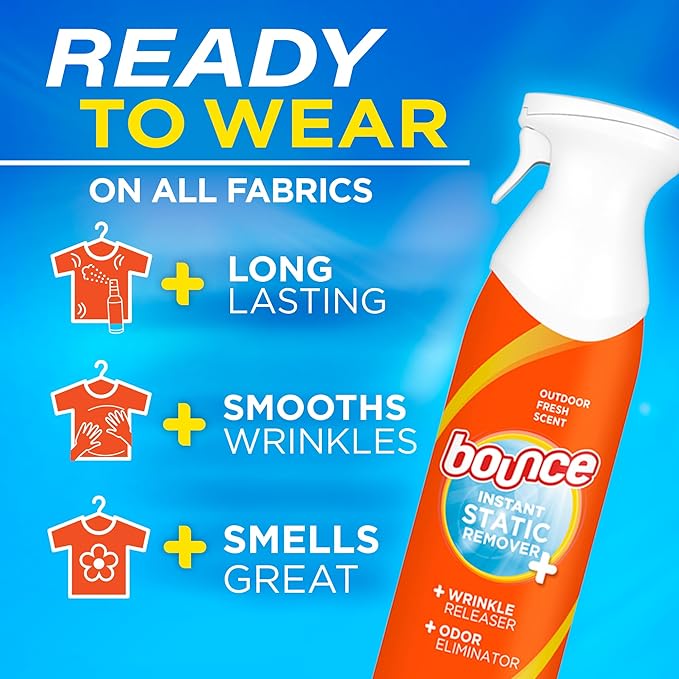 Bounce Rapid Touch-Up 3 in 1 Wrinkle Releaser Clothing Spray, Fabric Refresher - Image 3